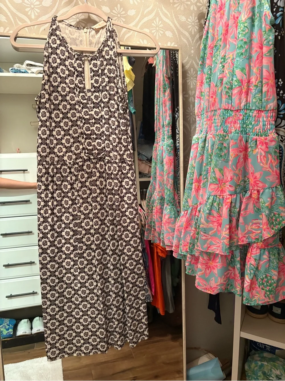 Tory Burch Navy and White Sleeveless Maxi Dress